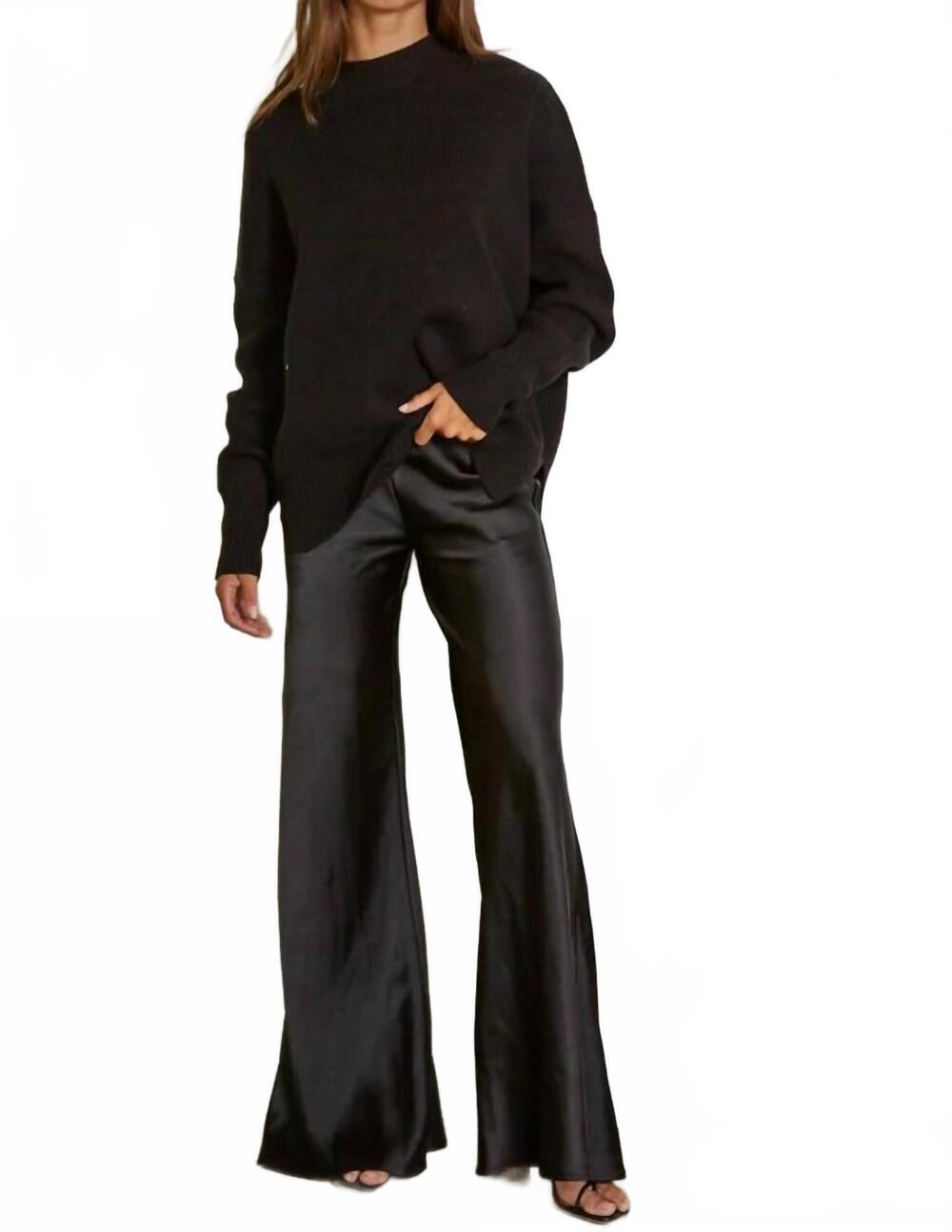 NEW BY TOGETHER satin high rise wide leg pants in black